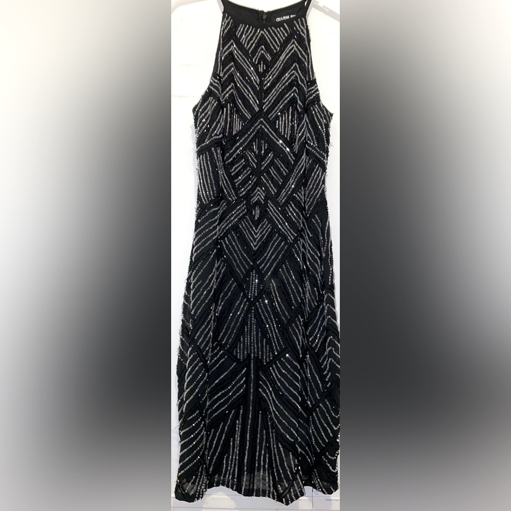 Gianna Bini Brynn Halter Neck Sequin Sheath Dress, sz 0